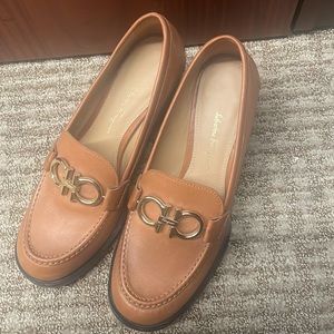 Salvatore Ferragamo Tan Rolo Heeled Loafers